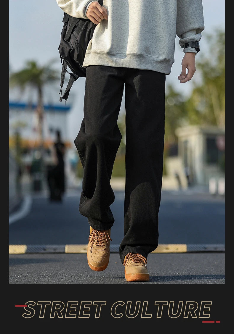 2025 New Men's Baggy Casual Jeans Male High Street Straight Leg Denim Pants American Classic Retro Autumn Casual Long Trousers