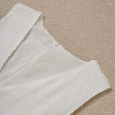 Women's Casual Linen Sleeveless Dress V-Neck Chic Elegant Cotton-Linen Blend Summer Fashion Sexy Chic New Arrival Vestidos