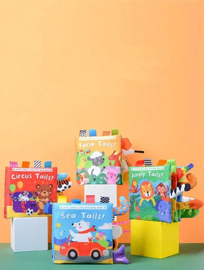 Montessori Education Baby Toys Busy Book Cartoon Animals Tail Interactive Parent-Child Fun Baby Cloth Book Baby Toys 0 6 Months