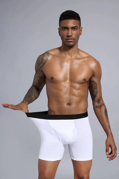 Long Boxer For Man Cotton Men's Panties Family Print Boxershorts Mens Open Front Underwear Sexy Male Underpants Shorts