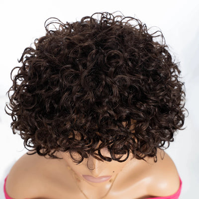 Short Curly Human Hair Wigs for Black Women 8 inch Short Curly Wigs for Black Women No Lace Front Human Hair Wigs (WIG P4/27)