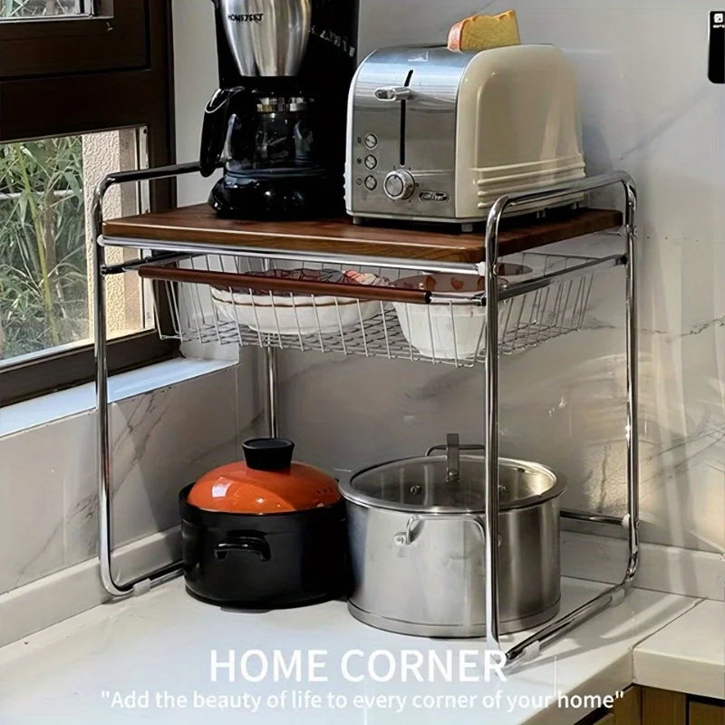 Kitchen Multifunctional Shelf Household 2025 New Microwave Oven Antique Storage Rack Seasoning Cup Snack Rack