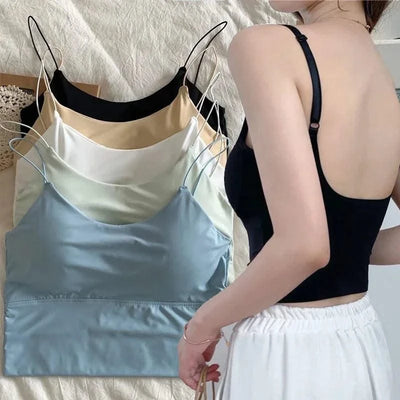 Women Summer Vest Tops Sleeveless Cotton Bustier with Pads