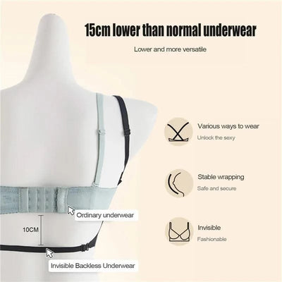 Women Invisible Bra Deep U Plunge Bras Backless Top
