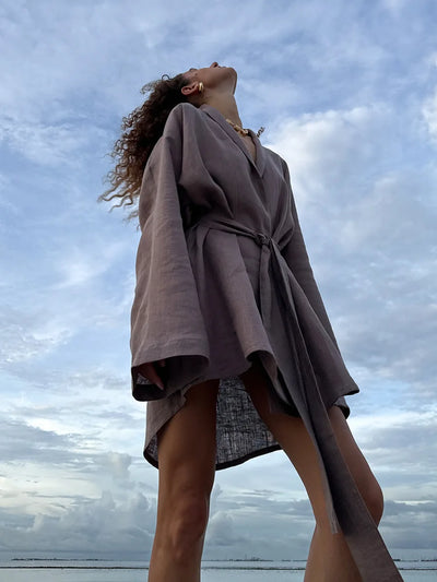 Elegant Cotton Linen V-neck Beach Dress 2025 Spring and Summer Women Fashion Soft Comfortable Loose Lace Vacation Casual Dress