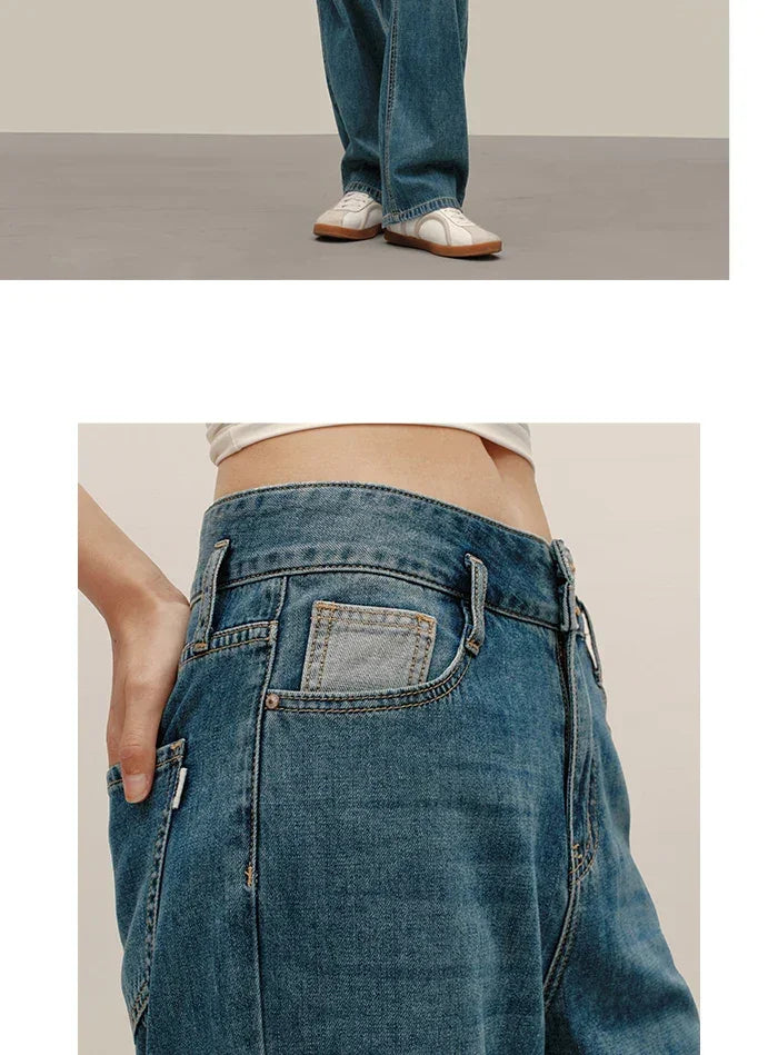 Semir 2025 Women Jeans Autumn New High-waisted Wide-leg Pants All-match Trousers for Women