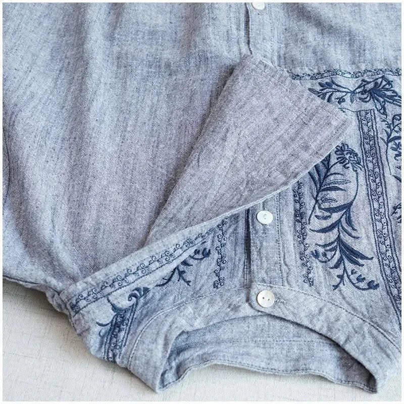 Cotton Linen Floral Embroidery Blouses Shirts For Women Tops Loose Oversize Lantern Long Sleeve Casual Boho Beach Summer Blusas