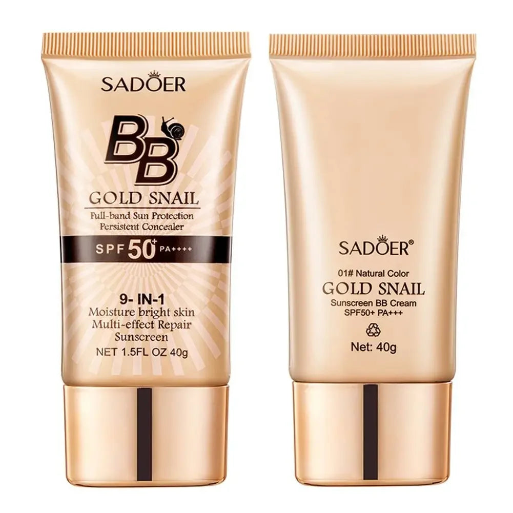 40g Gold Snail Sunscreen BB Cream Protector Facial Sun Block SPF50 BB Cream Isolation Lotion Concealer Facial Moisturizer
