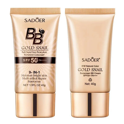 40g Gold Snail Sunscreen BB Cream Protector Facial Sun Block SPF50 BB Cream Isolation Lotion Concealer Facial Moisturizer