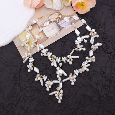 Luxury Baroque Irregularity Pearl Necklace Double Layered Jewelry for Women Fashionable Long Chain Dress Female Accessory Gift