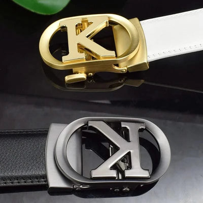 Men Fashion K Letter High quality Genuine Leather  Designer Belts | Male Waist Strap