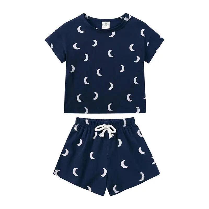 Summer Kids Clothes Boys Outfit Set Cartoon Print Cotton Short Sleeve Tops Shorts 2 Pcs Fashion Children Clothing 1-3 Years