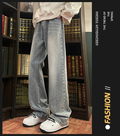 Autumn New Men's Jeans Baggy Straight Wide Leg Male Fashion Vintage Denim Pants Men Youth Popular Brand Streetwear Jean Trousers