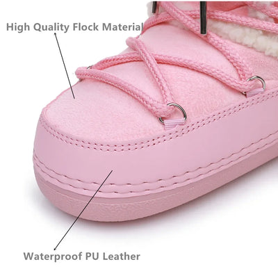 Snow Boots for Women Hairy Fuzzy Fluffy Furry Fur Boots 2025 Winter Boots for Women Waterprrof Pink Black White Fur Snow Boots