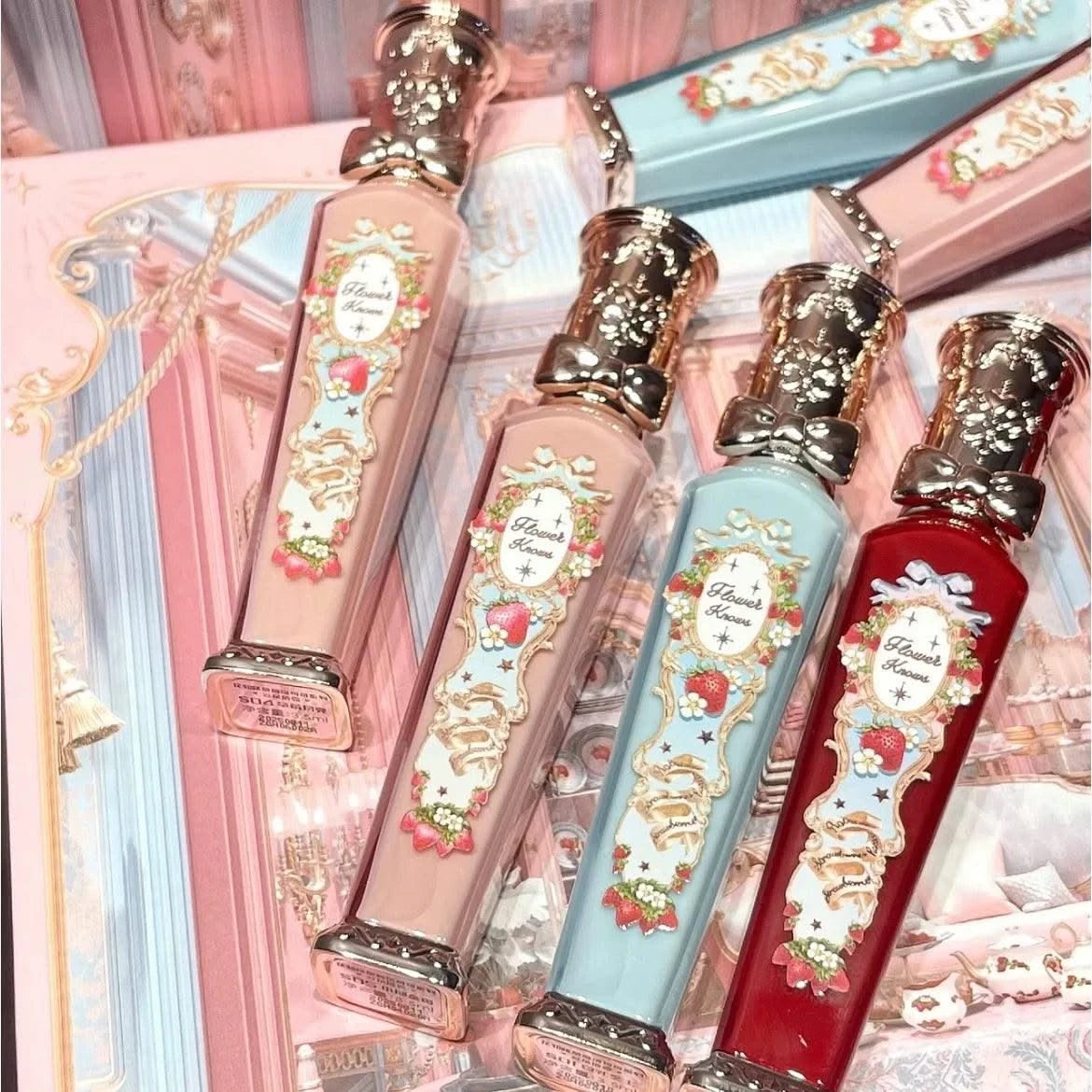 Beauty Glazed  Mirror Flower Lip Gloss  Lipstick Strawberry Rococo Collection Little Angel Lip Cream Lipstick 3.5g