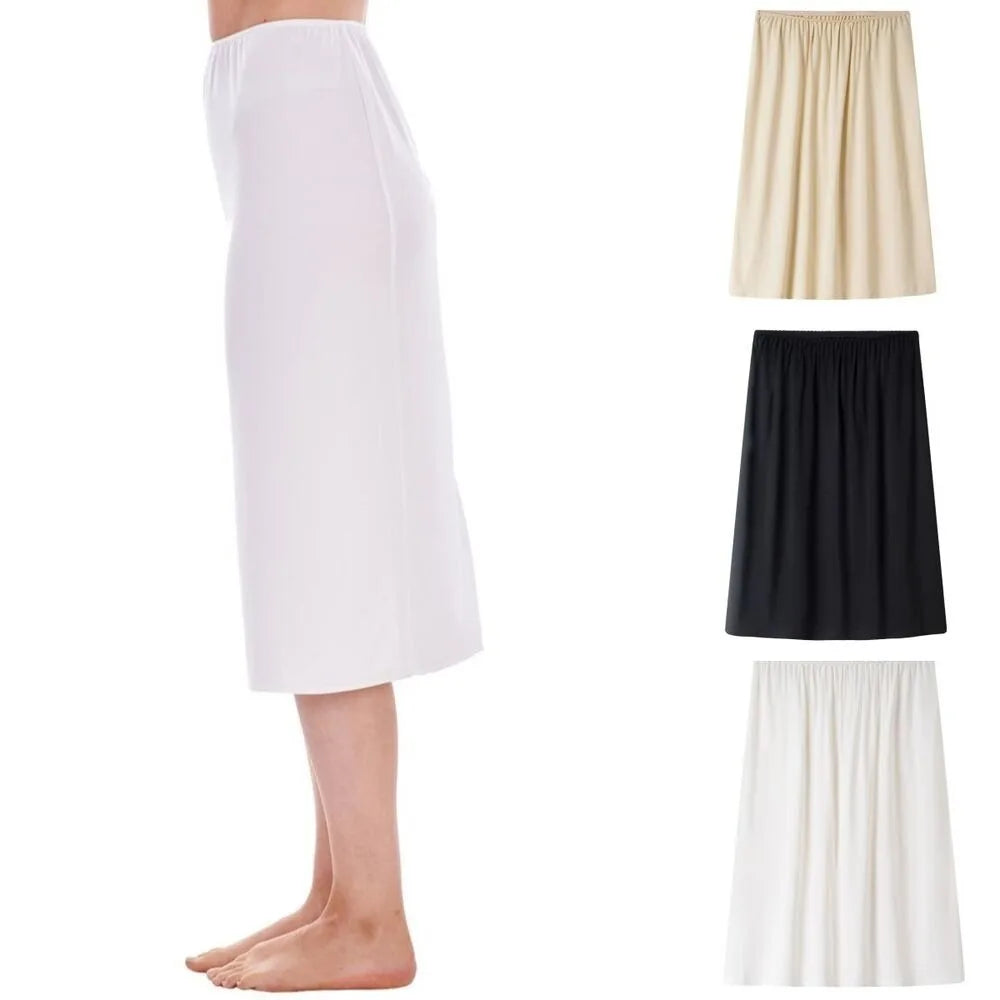Fashion Women Under Dress Comfortable Summer Ladies Slip Skirt Lace Half Slips Lingerie Satin Skirt Petticoat