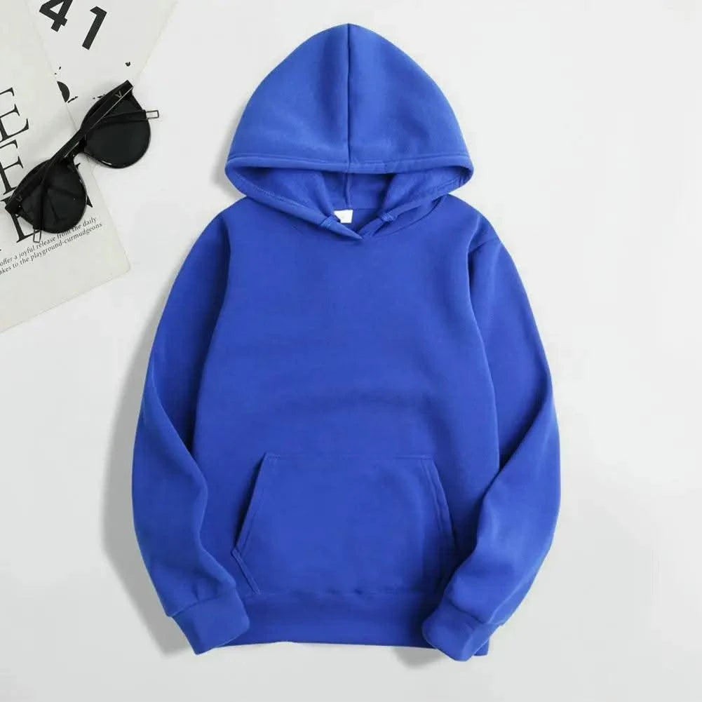 Women Sweatshirt Autumn Hoodie Hooded Solid Color Drawstring Patch Pocket Pullover Long Sleeve Loose Soft Warm Lady Hoodies