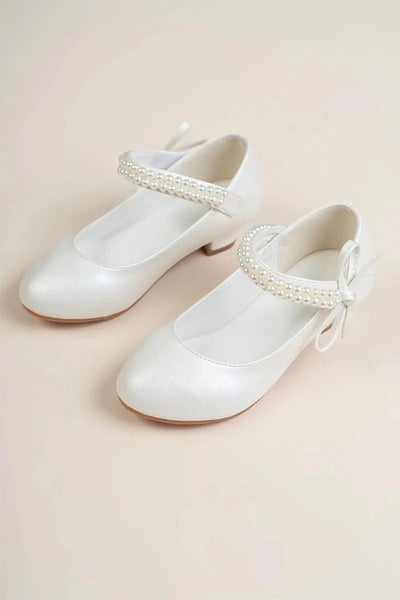 Pearl Crystal Princess Leather Shoes| High Heel Shoes For Kids, Girls, Teen Party | Wedding | Formal Sandals