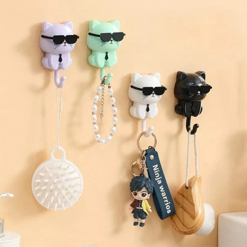 Kitten Hooks Cartoon Cats Gravities Induction Decorative Hooks Storage Racks for Keys Umbrellas Towels Adhesive Hooks Home Items