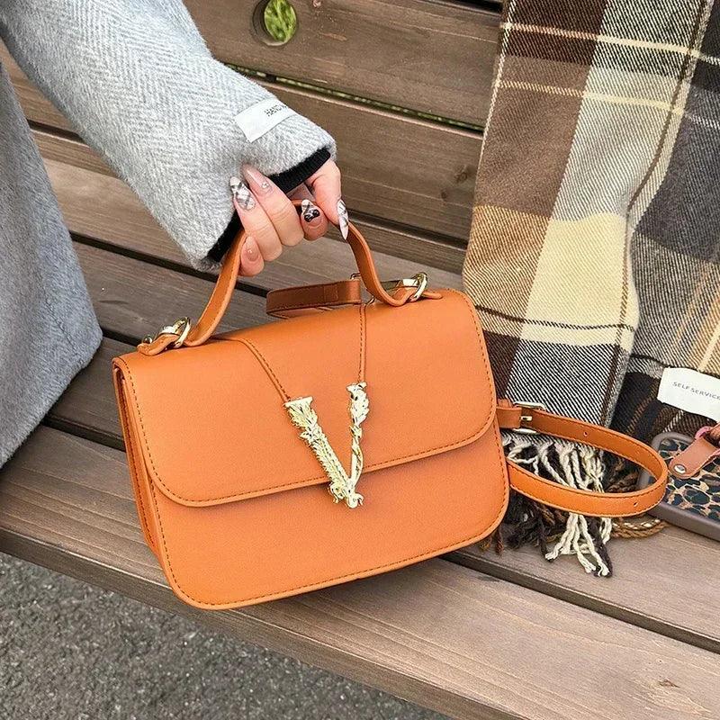 Designer 2025 Women's Luxury Solid Color Leather Handbag Fashion Crossbody Shoulder Purse Elegant Tote Handbag