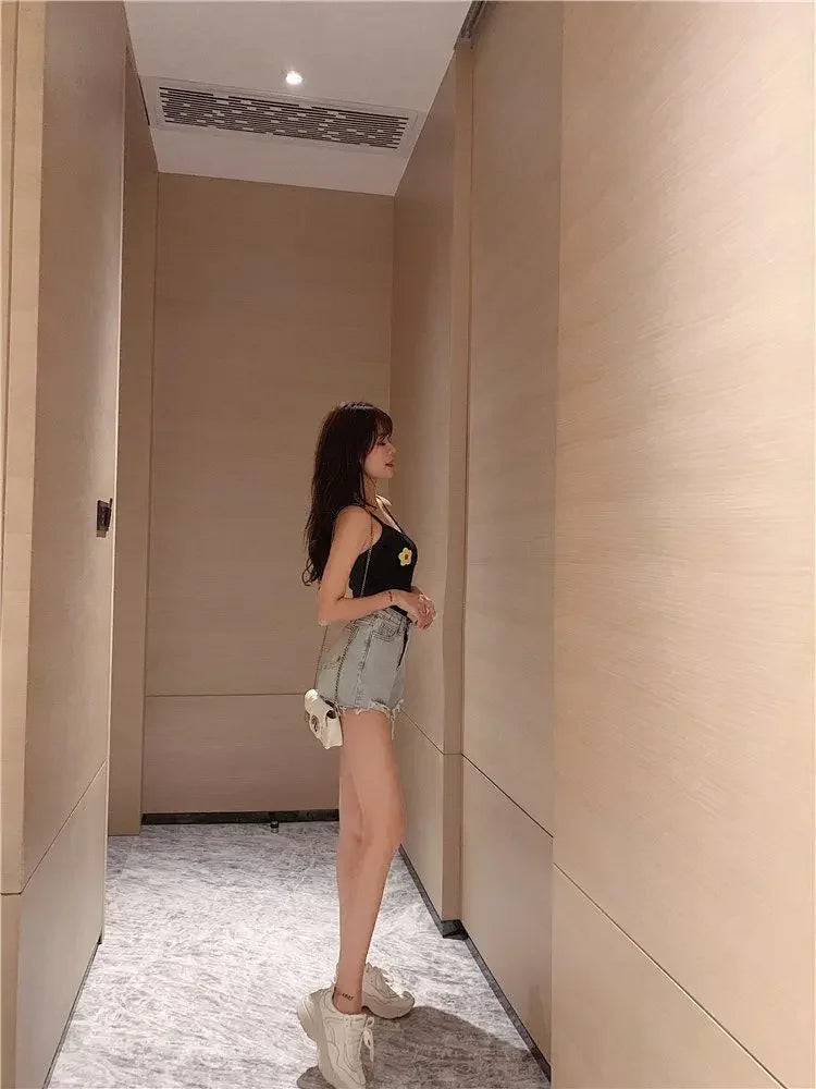 Women's Shorts Graphic Blue Short Pants for Woman To Wear Sexy Denim Jeans Print Design Low Price Youthful Korean Style Clothing