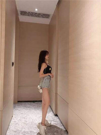 Women's Shorts Graphic Blue Short Pants for Woman To Wear Sexy Denim Jeans Print Design Low Price Youthful Korean Style Clothing