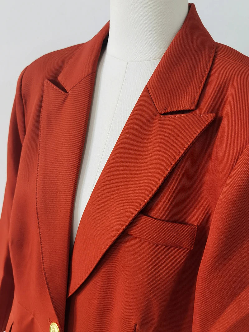 Women's Winter Retro Casual Short Blazer Coat Wide Leg Pants Set Commuting Solid Color Waist Closing Suit Pants Two-piece Set