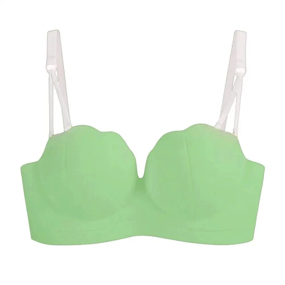 Women Wireless Bra Sculpting Cup Bra Strapless Push Up Bra with Anti-slip Strip Detachable Straps for Women No Steel Ring Solid