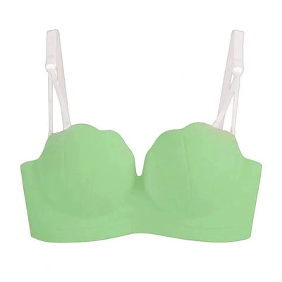 Women Wireless Bra Sculpting Cup Bra Strapless Push Up Bra with Anti-slip Strip Detachable Straps for Women No Steel Ring Solid