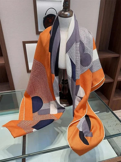 women's autumn and winter silk and wool dual purpose high-end scarves  large