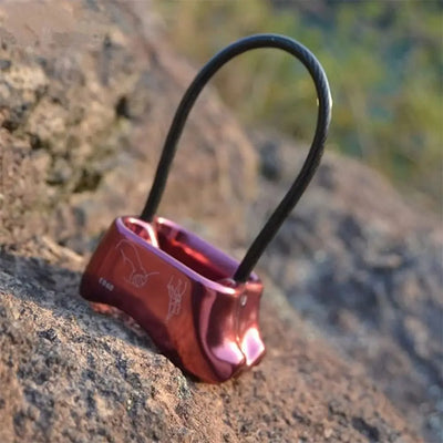 Downhill Be-lay Rappel Device Safety Ring Double Slot Rock Climbing Rappel Abseiling ATC Climbing Descender Camping Hiking
