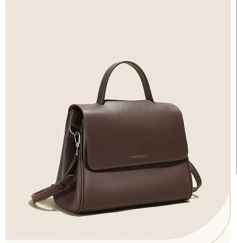 Women's Cowhide Genuine Leather Shoulder Bag Female Fashion Luxury Designer Handbags Ladies Commuting Large Capacity Bucket Bags