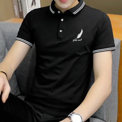 Polo Shirts Print Male with Collar Tee Skinny Mens T-shirt Graphic Tops Vintage Fashion 5xl Short Quarter Sleeve Slim Fit Basic