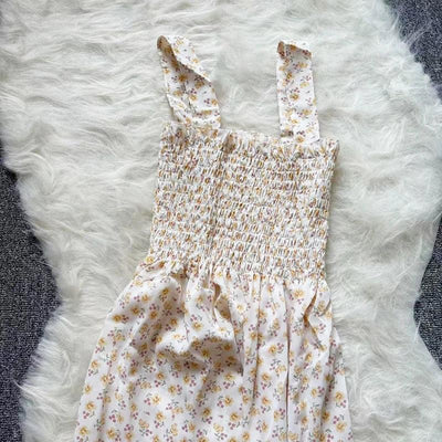 Summer Chiffon Camisole Sleeveless Dress Women Midi Dresses Fashion Elastic Waist Casual Spaghetti Strap Dresses Vestidos Girls