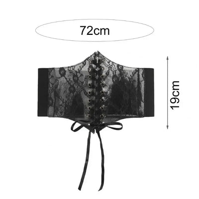 Fashion Women Waist Corset Flower Embroidery Elastic Waistband Black White Red Pink Wide Lace Slimming Body Belts Cummerbunds