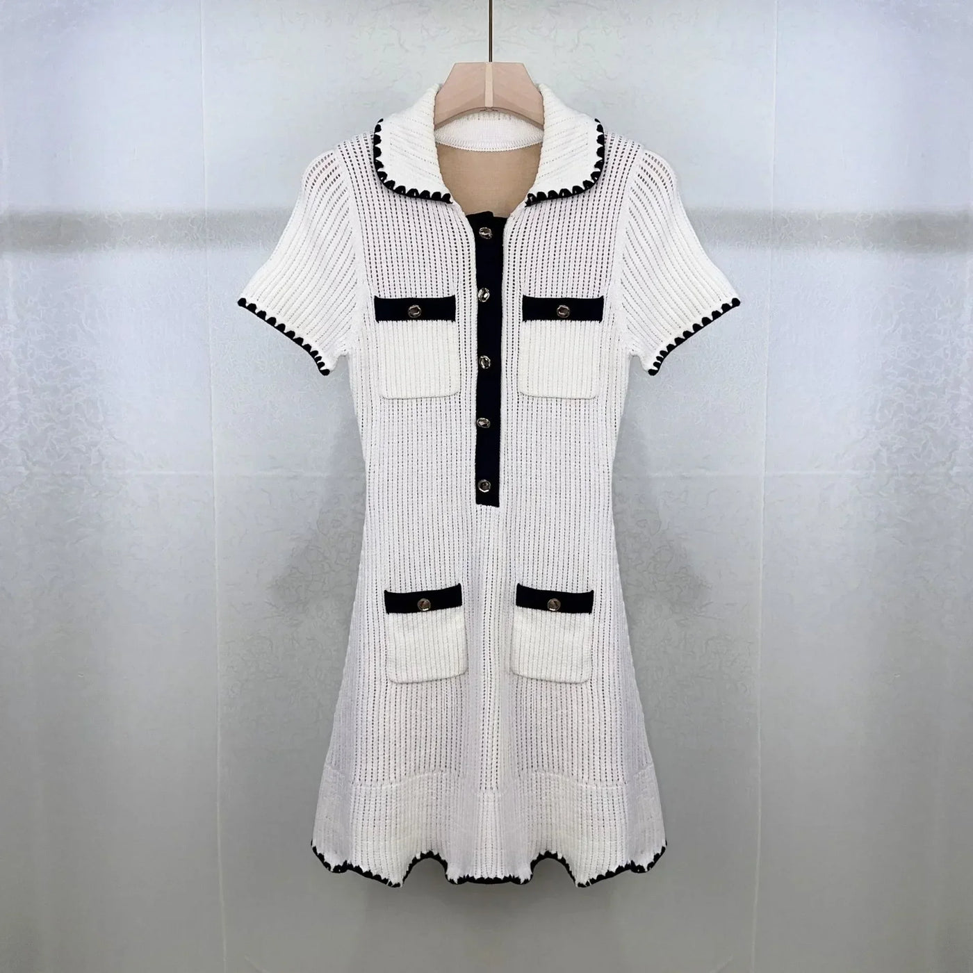 White Knitted Dress Women 2024 Summer New Style Elegant mini Dresses 5240114