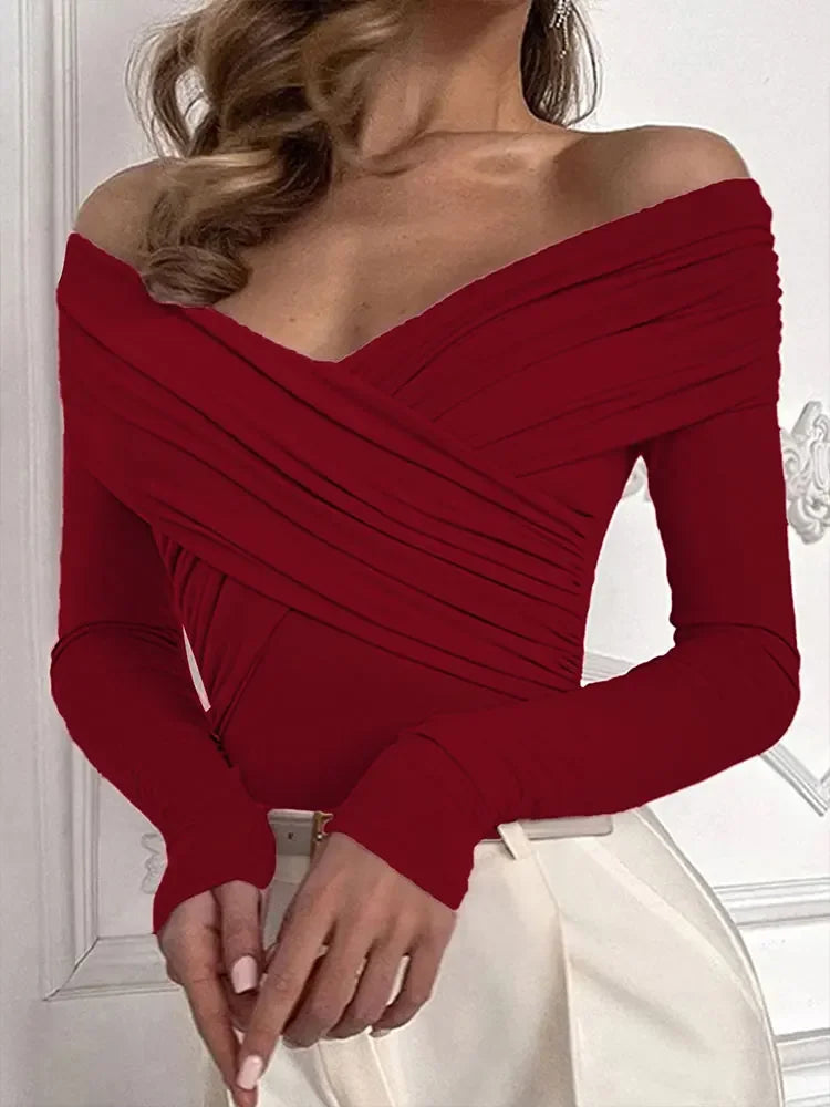 Women Spring Sexy Red Bodysuits Backless Solid Corset Slim Fashion Crossed Bodysuits Long Sleeves Casual Female Knitted Rompers