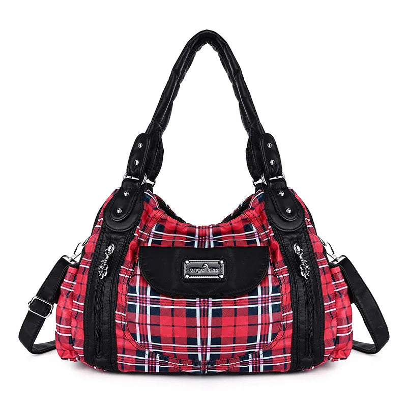 Fashion Women Hand Bag Designers Luxury Handbags Women Plaid Shoulder Bags Female Top-handle Bags Large Purse Hobos