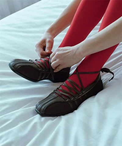 Women's lace-up retro casual ballet style flats Comfortable lightweight sneakers