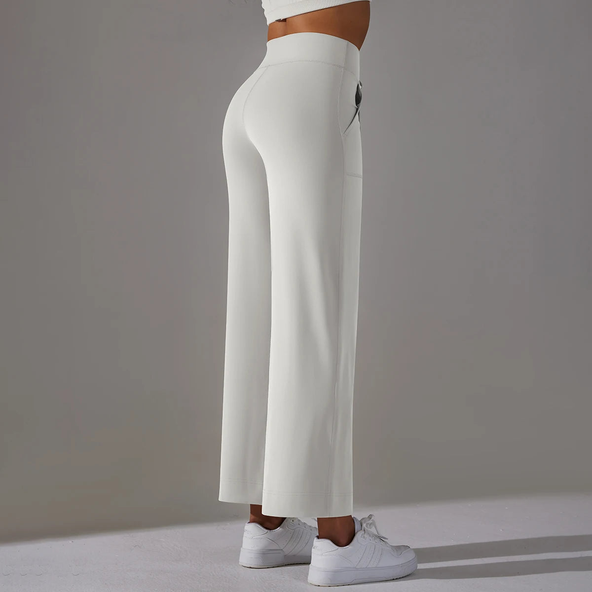 Wide Leg Pants With Pockets Women's Loose Yoga High Waist Legging Drawstring Outdoor Casual Jogging Gym Sports Flare Pants