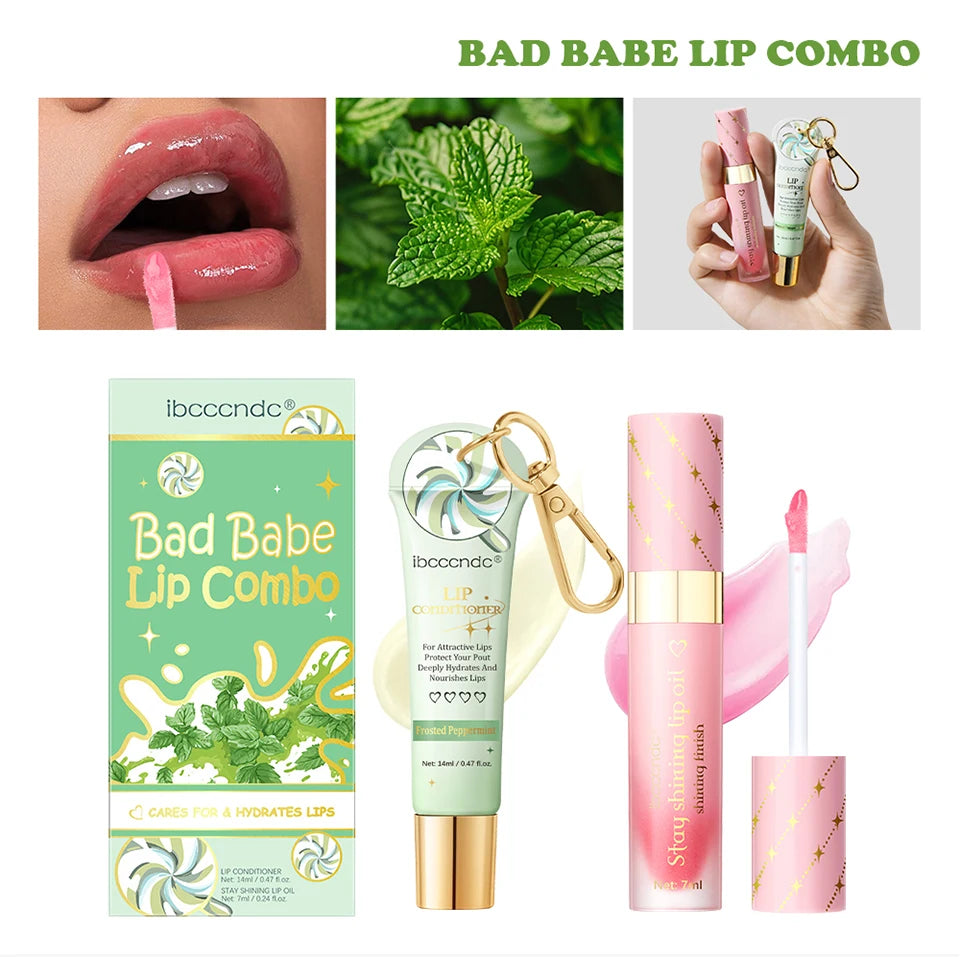 Lip Oil Lipstick Set Long Lasting Hydration Lightweight Texture Natural Lipgloss Lip Deeply Moisturizing Lip Makeup Cosmetics