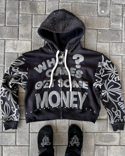 New Zipper Hooded sweatshirt  American Hip Hop Trend Fashion Alphabet Design Retro Hooded Long Sleeve Men Women Street Wear