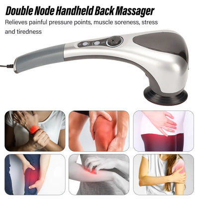 Handheld Back Massager Comfortable Household Double Node Handheld Shoulders Leg Foot Massage Device Handheld Leg Massage Device