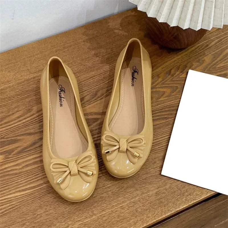 Women's Low cut Bow Patent Leather Slip on Ballet Flats Casual Shoes