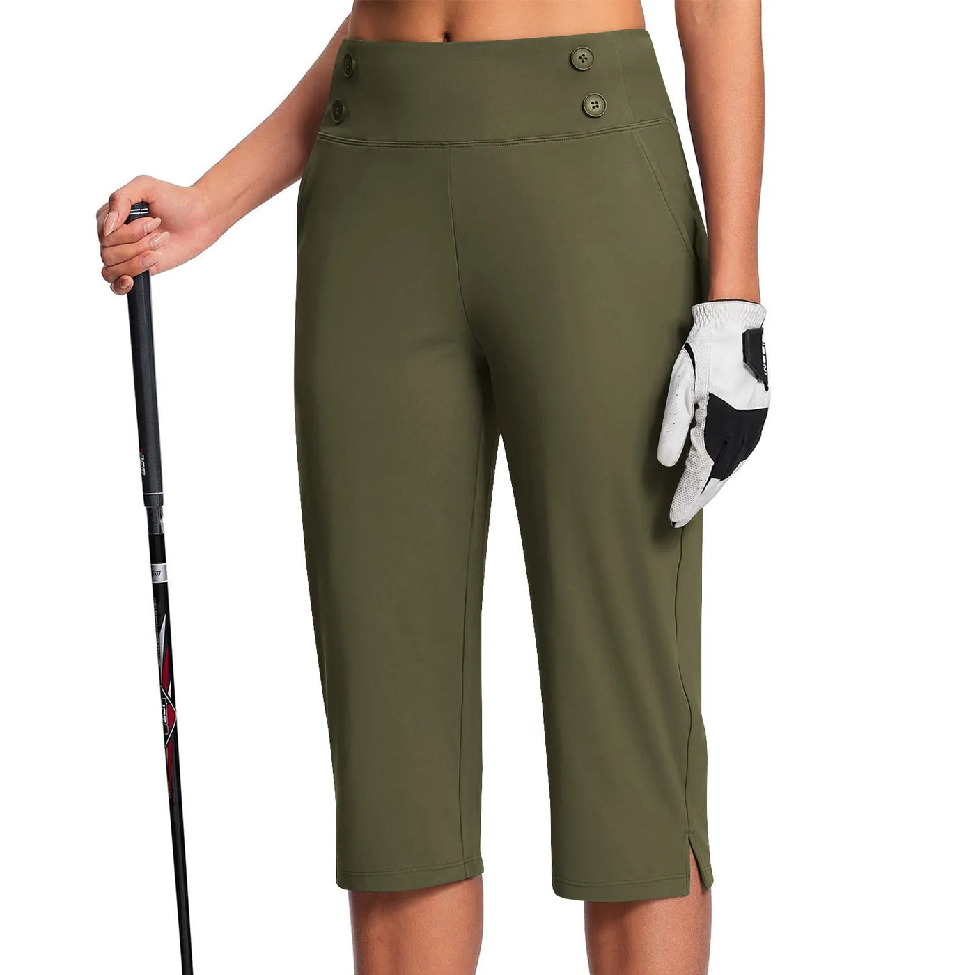 Women Elastic High Waist 3/4 Pant Casual Active Fit Wide Capris Leg Pants Trousers With Pockets Pants Woman брюки женские