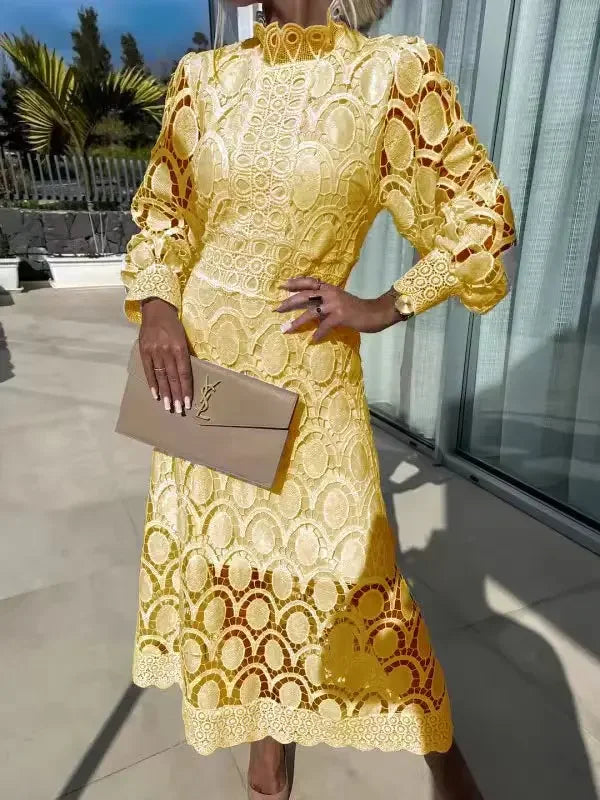 2024 Dresses for Women Party Puff Sleeve Long White Dress Lace High Waist Spring Elegant Y2k Evening Dress Formal Vestidos