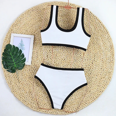 Woman Swimwear 2025 High Waist Bikinis Shorts Women's Swimsuit Luxury Ribbed Two-piece Bathing Suits Summer Bikini Set Swim Suit
