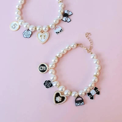 Pet Pearl Collar Little Cat Dog Love Pearl Necklace Cute Dog Jewelry Pet Accessories Puppy Necklace Bow Ties Dogs Pet Products