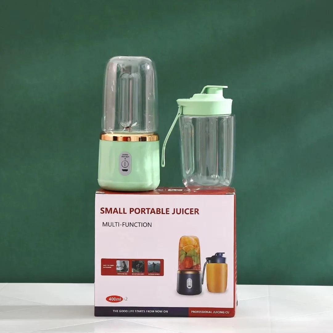 Portable Blender & Juicer 2-in-1 - USB Rechargeable Includes 6 Blades & Double Cups Ideal for Smoothies Iced Drinks & Halloween