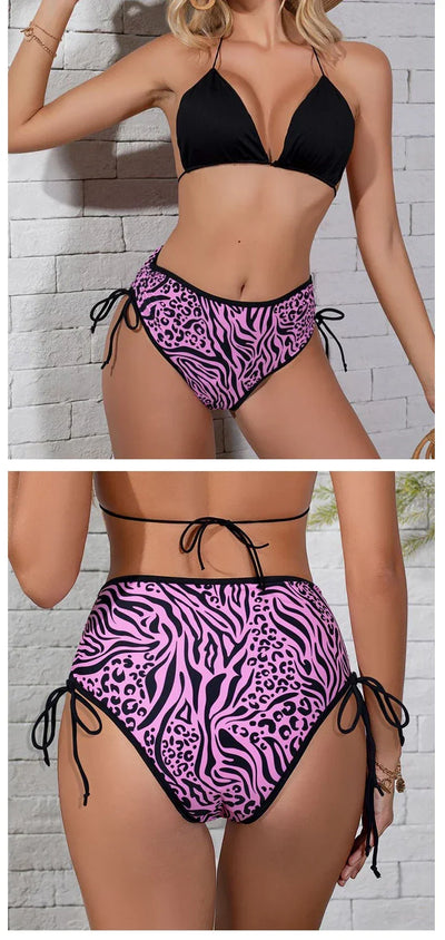 Period Swimsuit Bottom Swimming Women Bikini Bottom Women Solid Black Tie Side Leopard Panties Swimwear 2024New Period Underwear